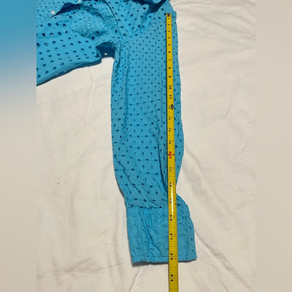 J. CREW Women’s Turquoise Eyelet LS  Button-Down Top Shirt Size M - Picture 16 of 16
